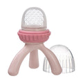 Eclectic B.Box blush silicone fresh food feeder with tripod base and protective cap for safe baby self-feeding