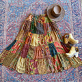 Boho Festival Patchwork Spin Skirt With Plus Sizes! Earthy Camel - Fair Trade Made