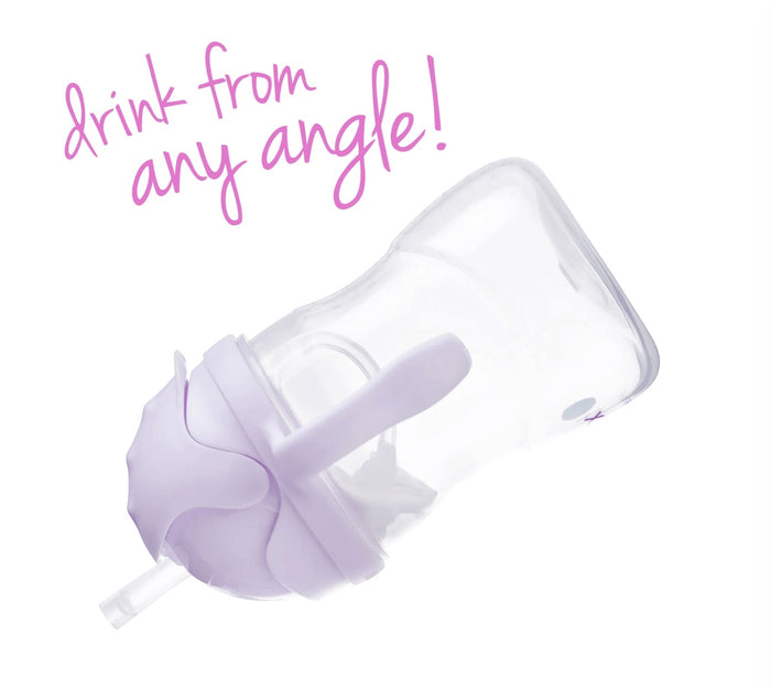 Eclectic b.box boysenberry sippy cup with weighted straw and easy-grip handles for independent drinking