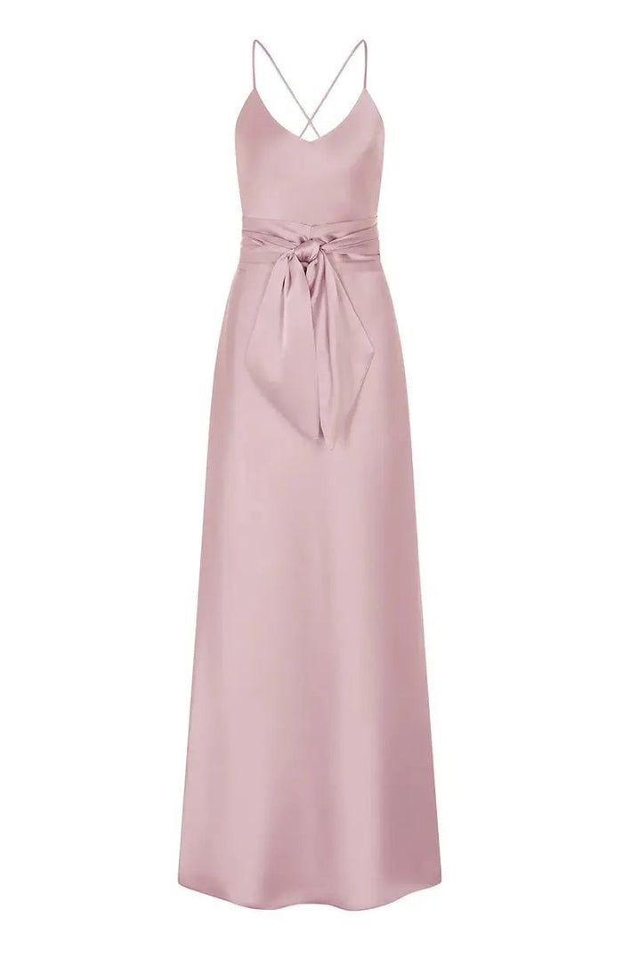 Brooklyn Dress in Rose Pink Satin Rewritten London