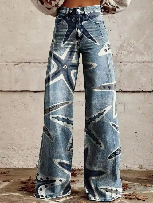 Camilla - Boho Starfish Design Trousers