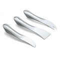 Eclectic Capri 3-piece polished stainless steel cheese knife set with ergonomic silver design