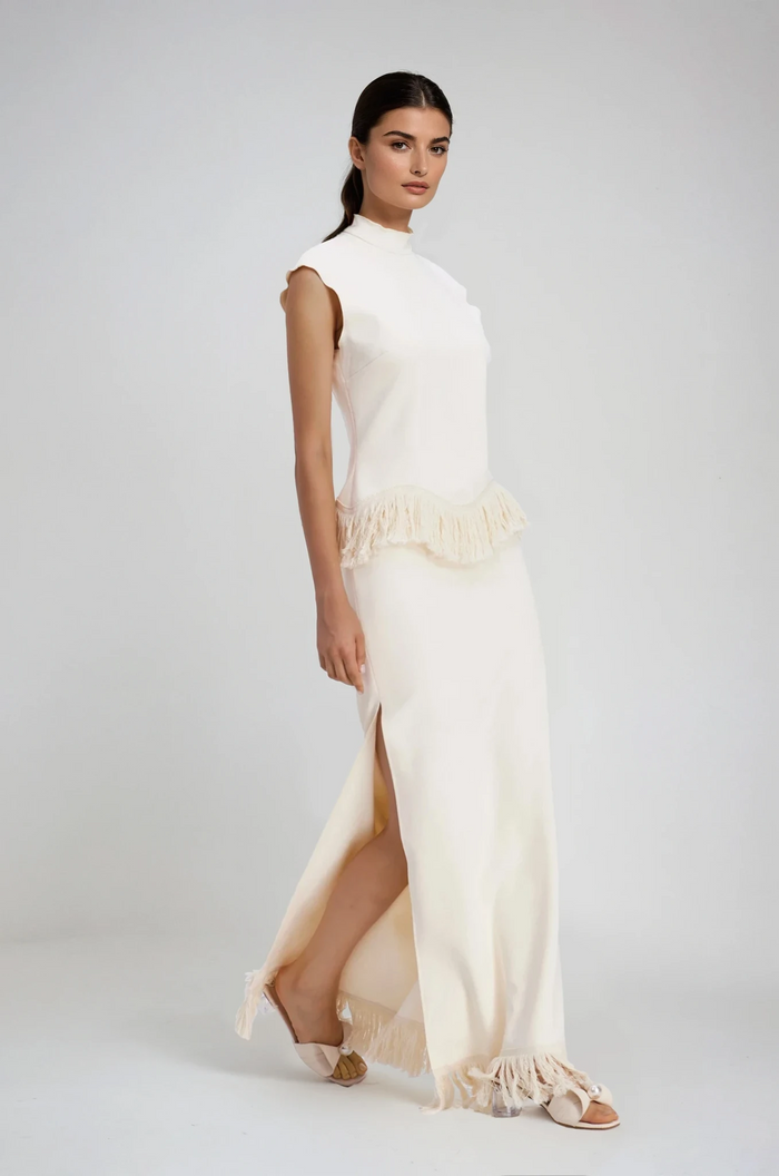 Carminho Fringe Knit Skirt Set
