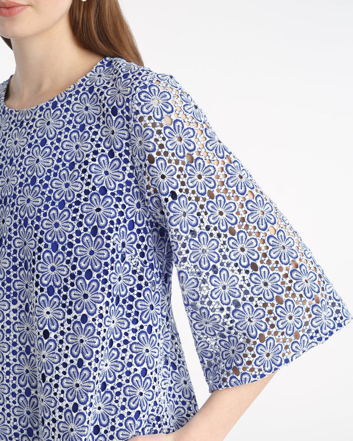 Carolyn Bell Sleeve Mini Dress in Daisy Lace