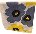 Cashmere Grey Yellow Flower Wrap Scarf - Made In Nepal - Cashmere Scarf