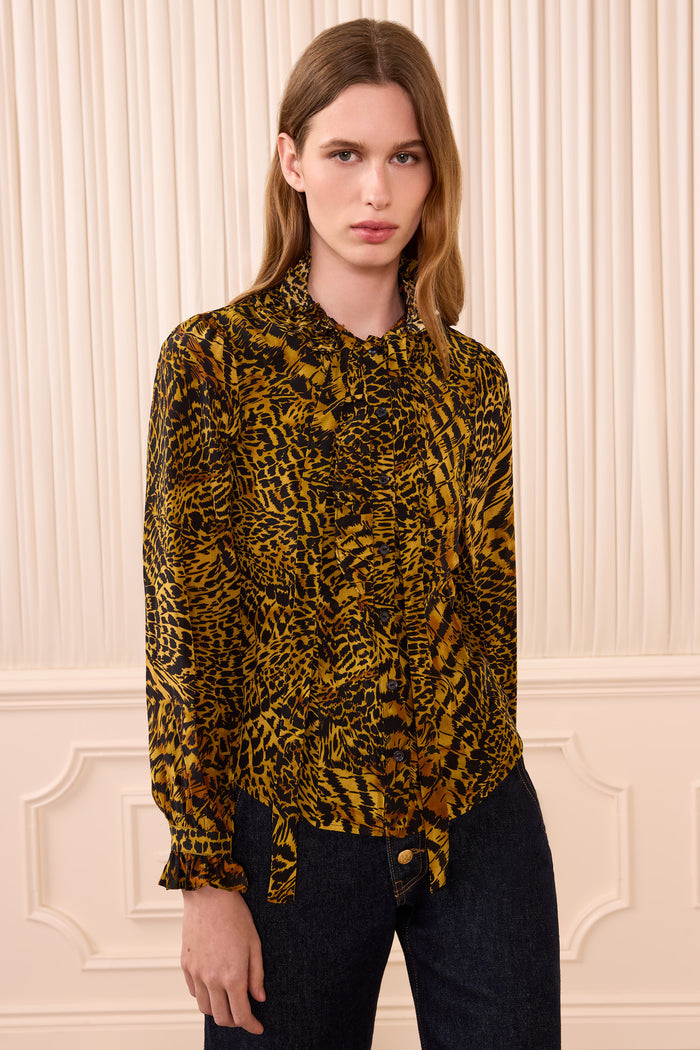 Catroux Long Sleeve Silk Blouse - Wren