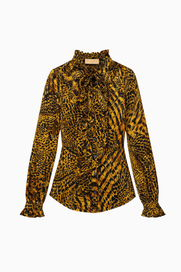 Catroux Long Sleeve Silk Blouse - Wren