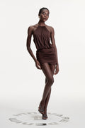 Cezara Halter Neck Backless Ruch Mini Dress