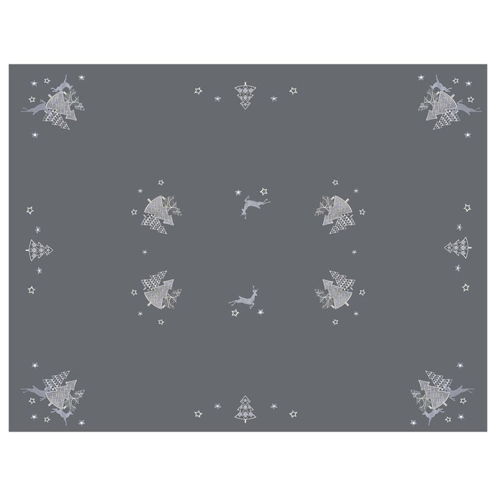 Christmas Tree Tablecloths Napkins Grey Fabric Embroidered