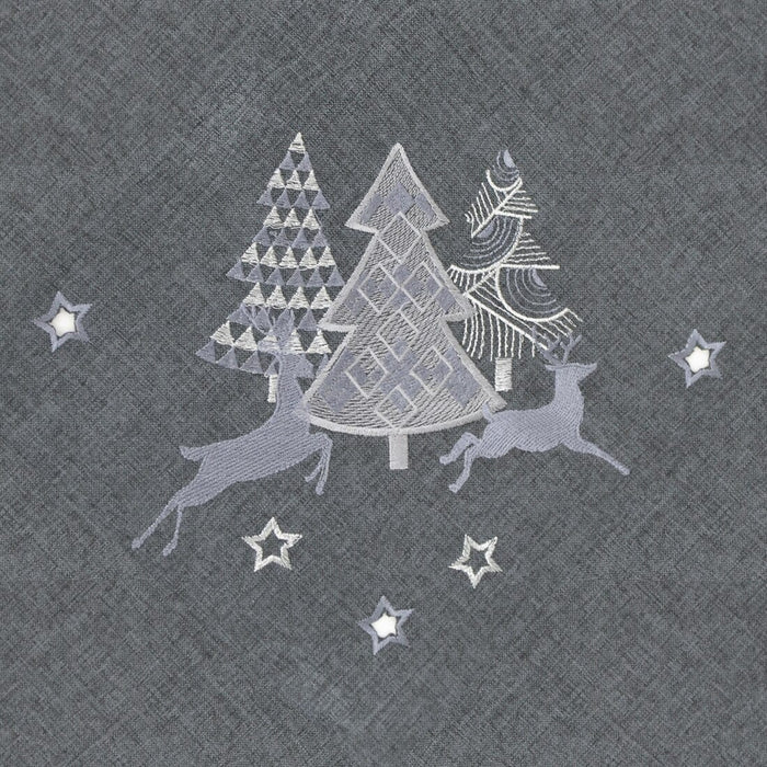 Christmas Tree Tablecloths Napkins Grey Fabric Embroidered