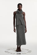 Christopher Cowl Neck Split Knit Skirt Set