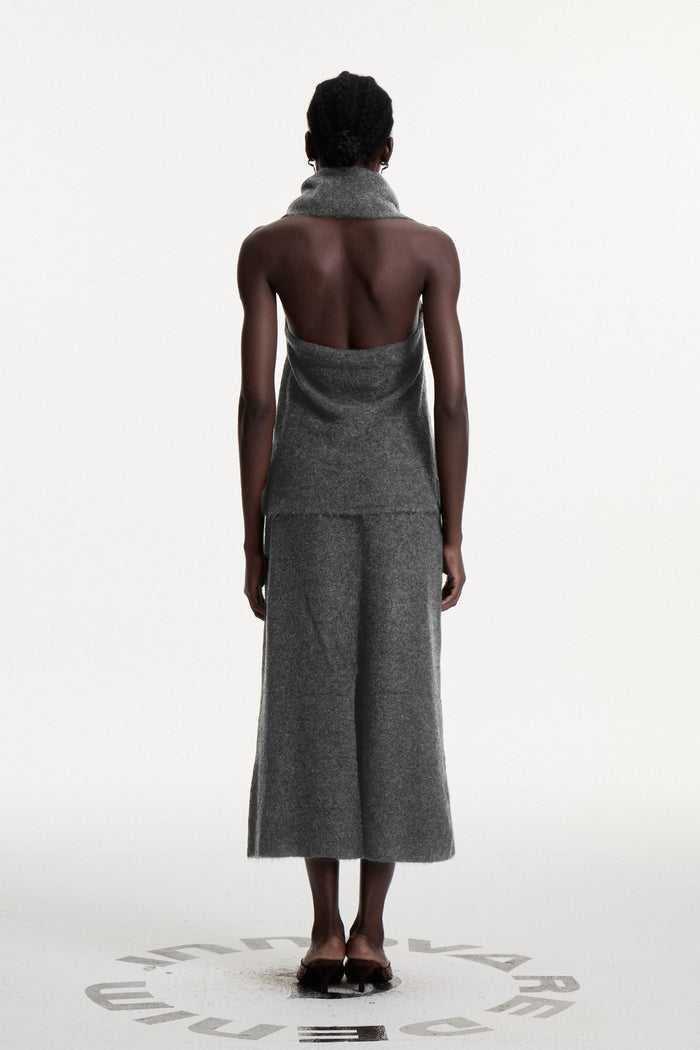 Christopher Cowl Neck Split Knit Skirt Set