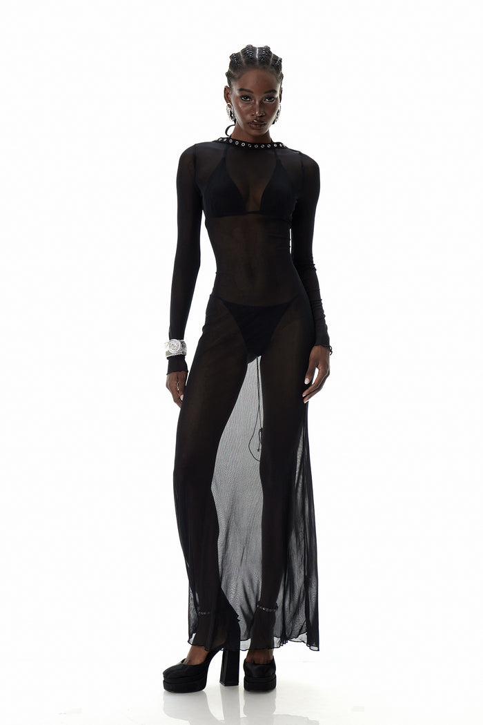 Cierra Backless Lace Up Maxi Dress