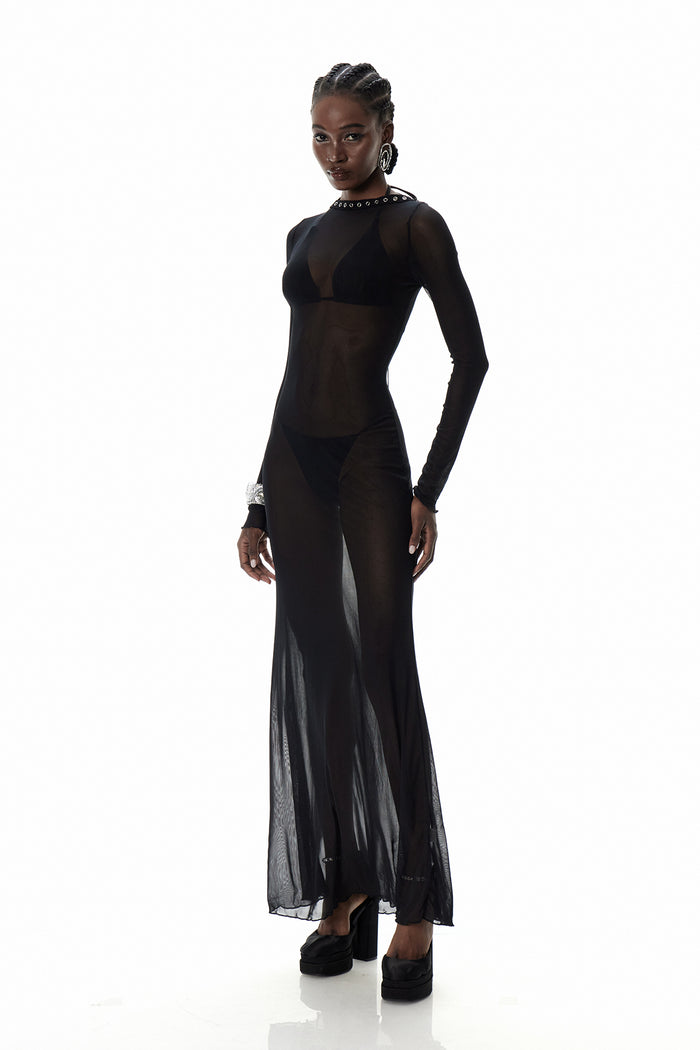 Cierra Backless Lace Up Maxi Dress