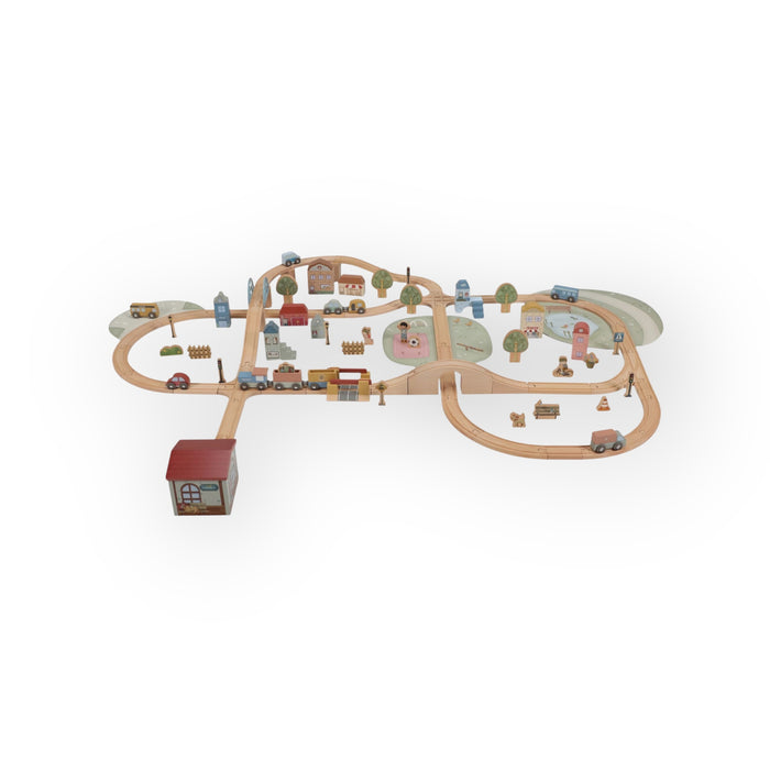 Circuit de train en bois XXL