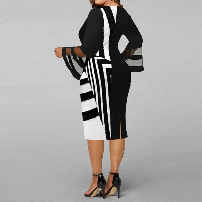Classic Print Long-Sleeve Midi