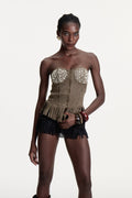 Colter Pearl Fringe Suede Top