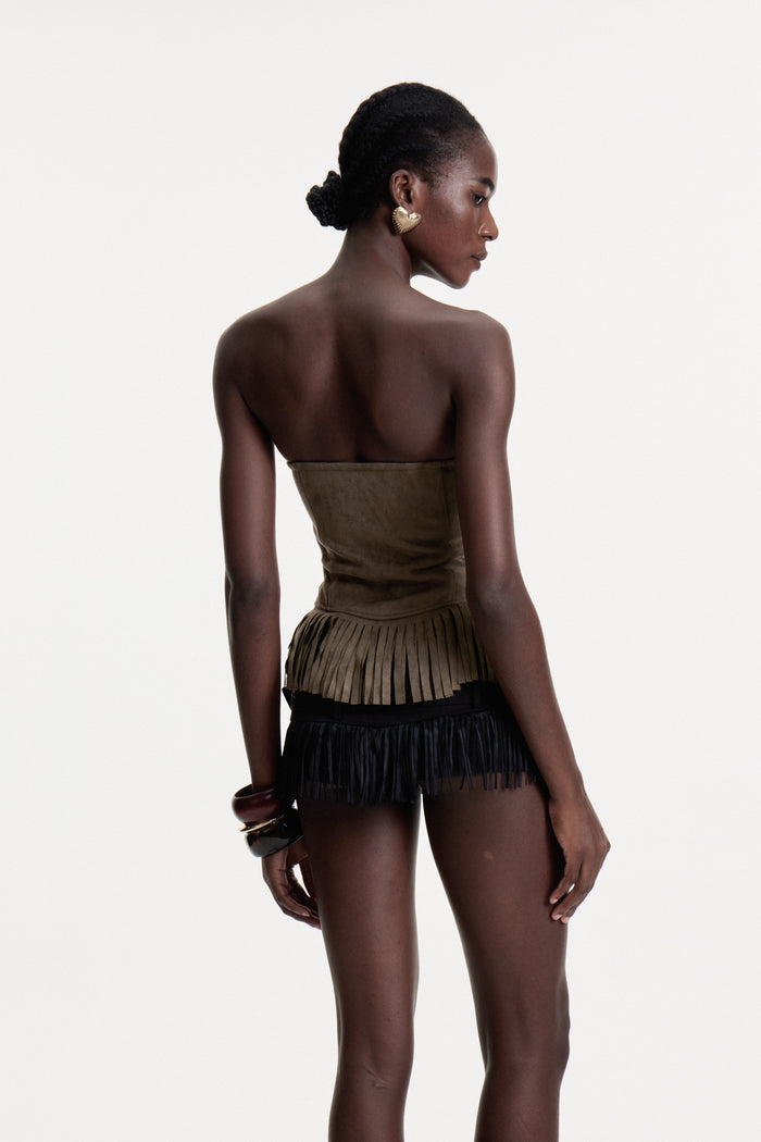 Colter Pearl Fringe Suede Top