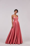 Coral Spaghetti strap ball dress with open back - Milla