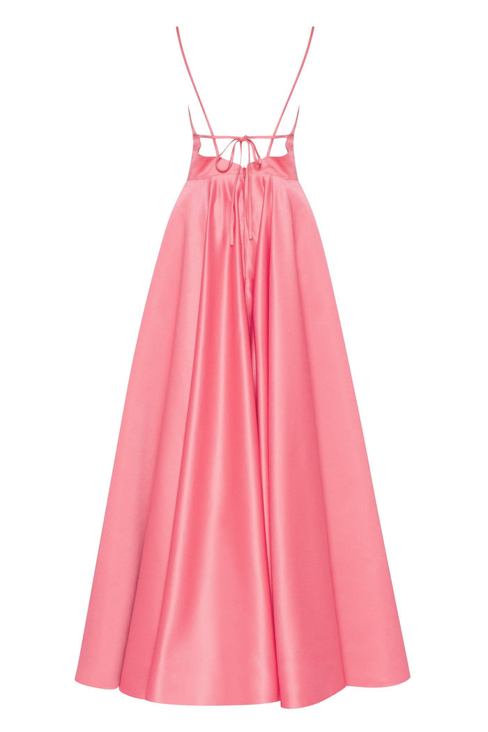 Coral Spaghetti strap ball dress with open back - Milla