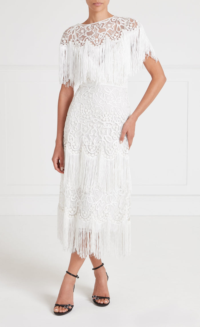 Cordelle Tassel Dress - White