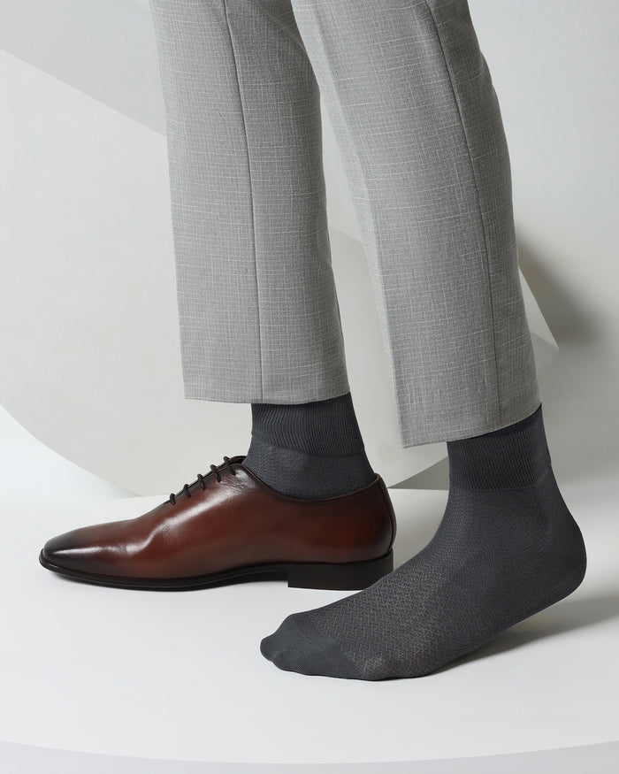 Cotton Charcoal Knitted Socks - Varil