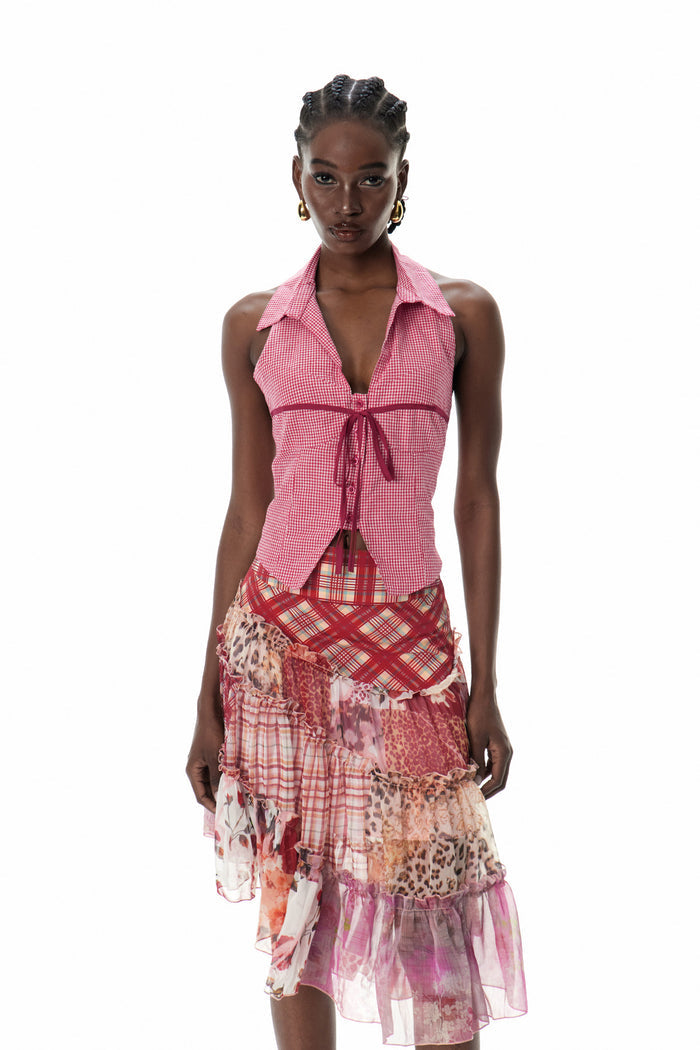 Crispus Grid Lapel Top