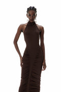 Cristiana Drawstring Ruch Midi Dress