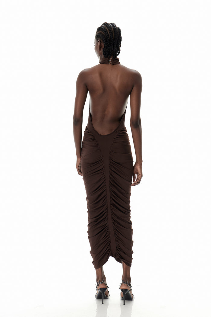 Cristiana Drawstring Ruch Midi Dress