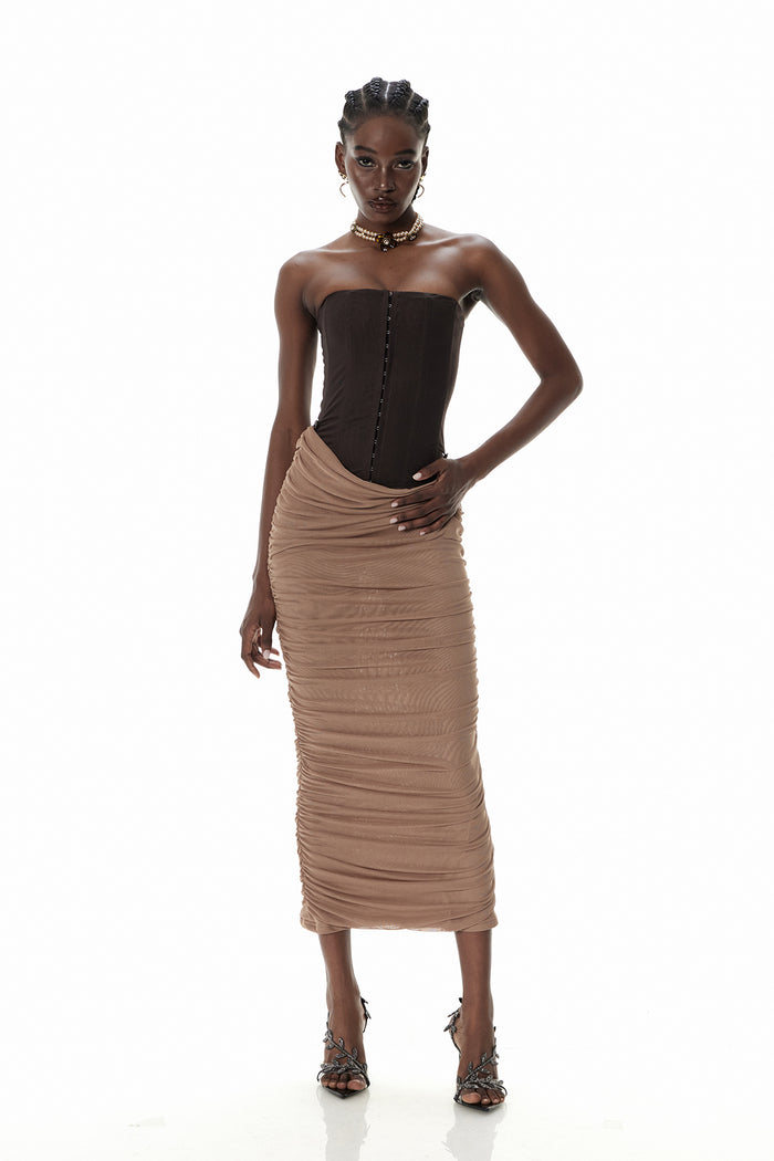 Cristina Corset Ruch Maxi Dress