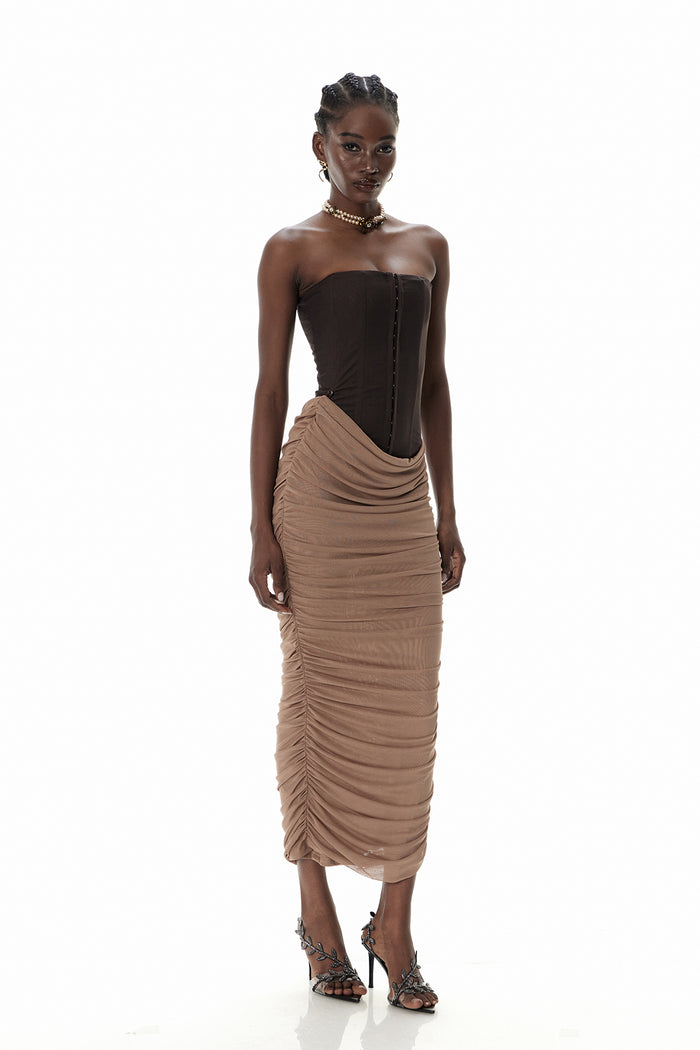 Cristina Corset Ruch Maxi Dress
