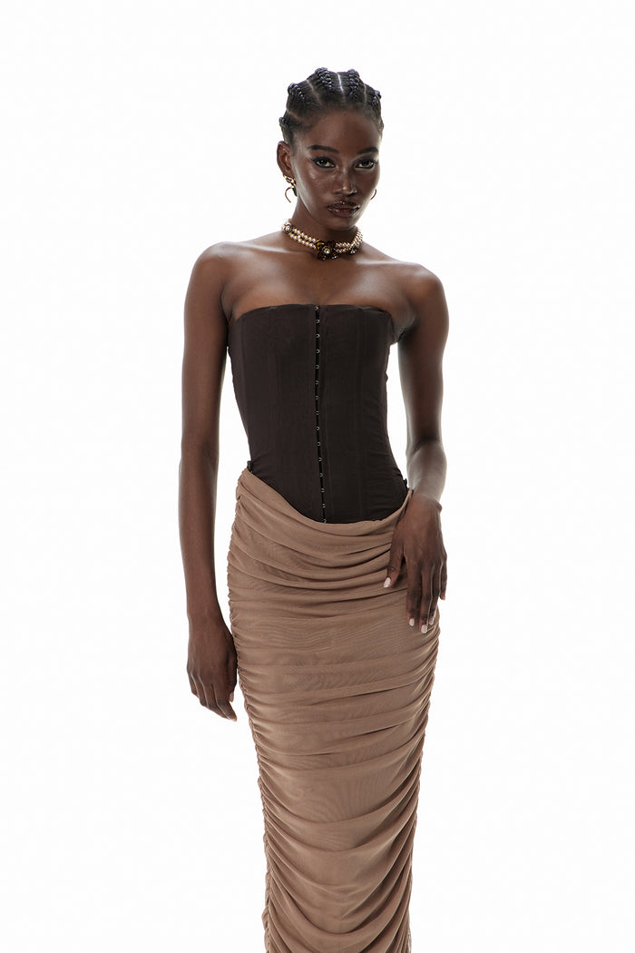 Cristina Corset Ruch Maxi Dress