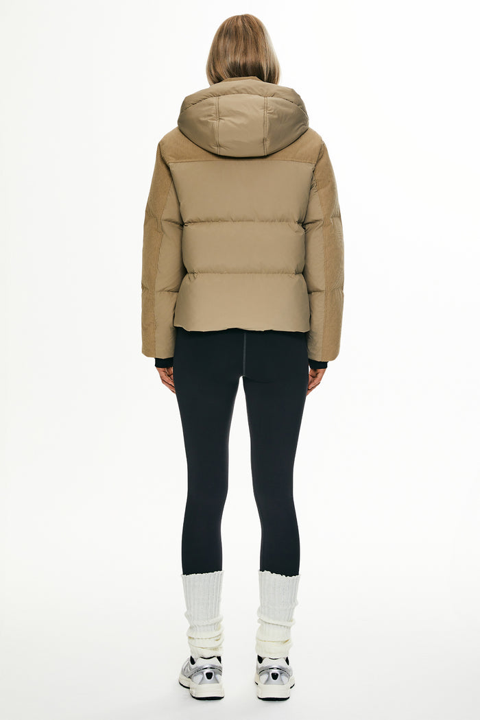 Orolay Cropped Puffer Jacket Winter Hooded #color_khaki