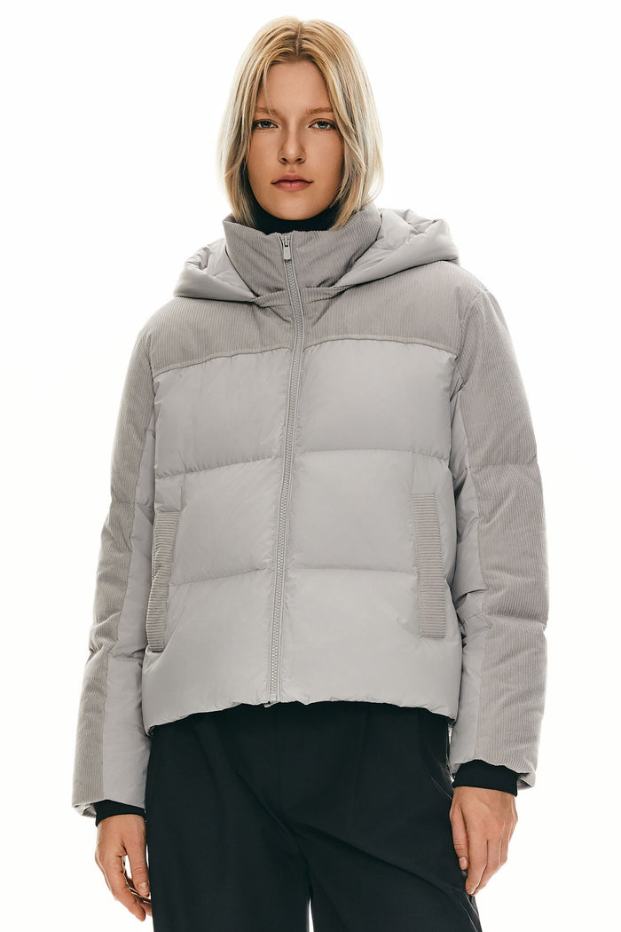 Orolay Cropped Puffer Jacket Winter Hooded #color_gray