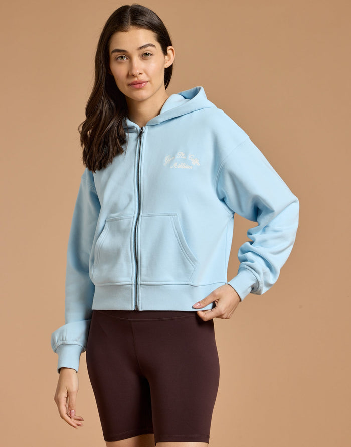 Daily Zip Hoodie in Baby Blue