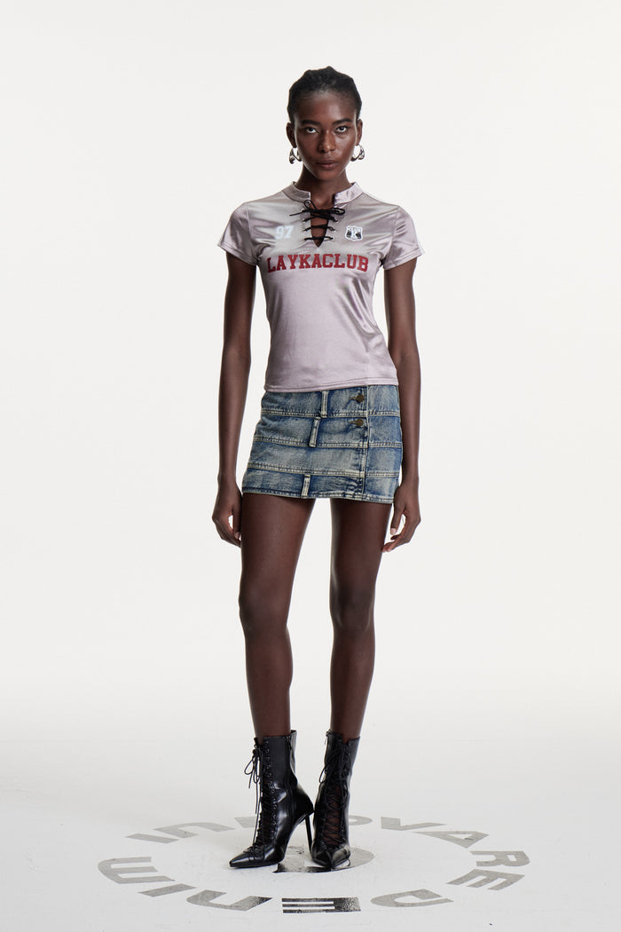 Damasus Deconstruct Denim Mini Skirt