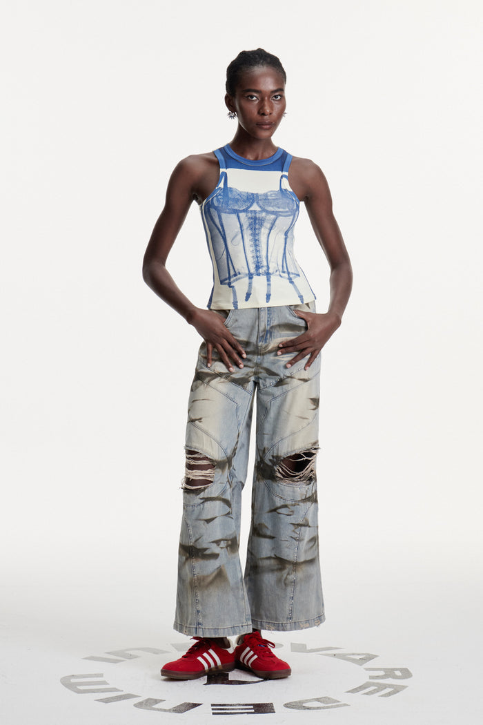 Damiaan Ripped Print Jeans