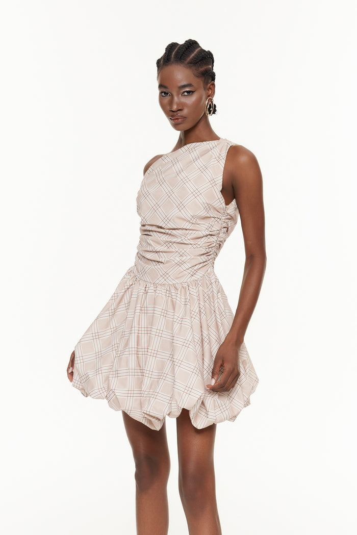 DeAndre One Shoulder Grid Mini Dress