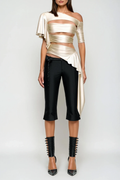 Deimne One Shoulder Cutout Satin Top