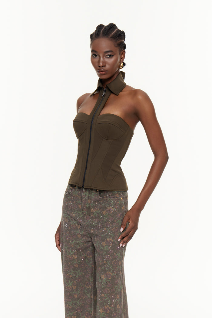 Delbert Halter Neck Corset Top