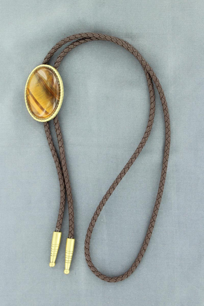 Double S Tiger Eye Stone Bolo