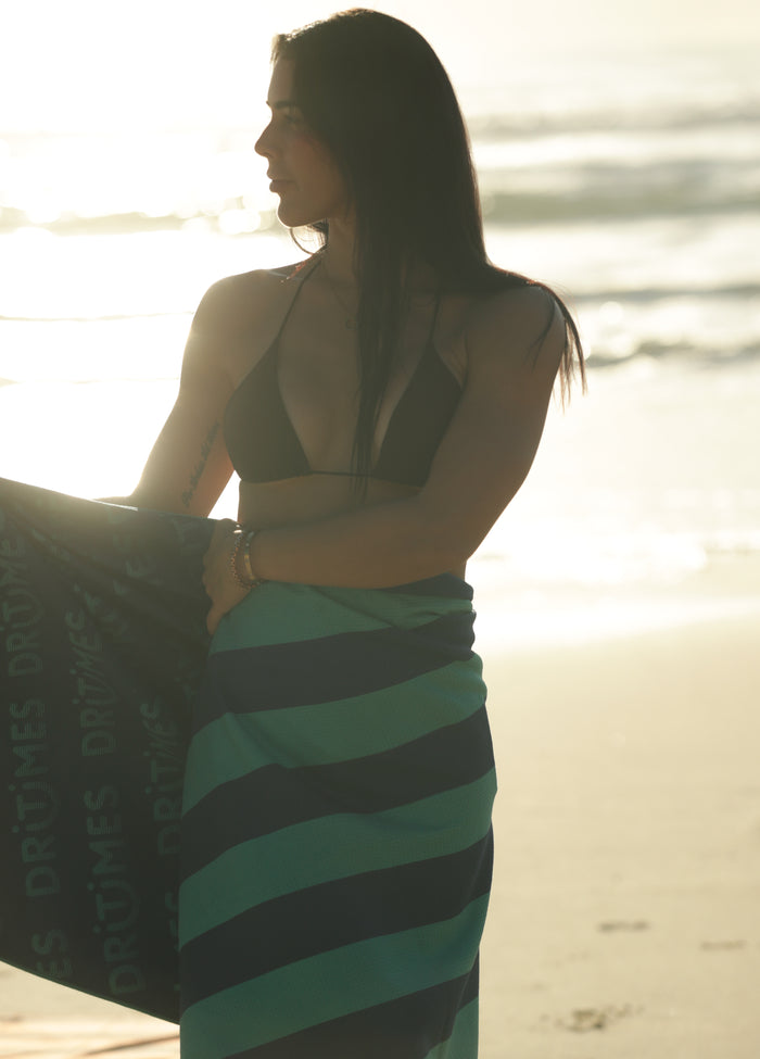 DT25 | Navy Green Stripe Beach Towel