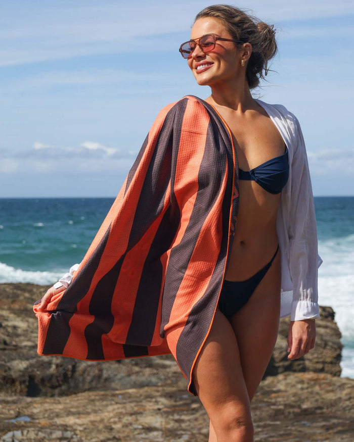 DT25 | Orange Mocha Stripe Beach Towel