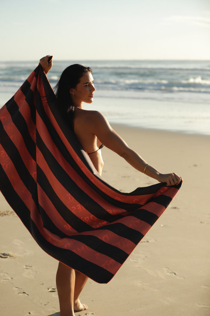 DT25 | Orange Mocha Stripe Beach Towel