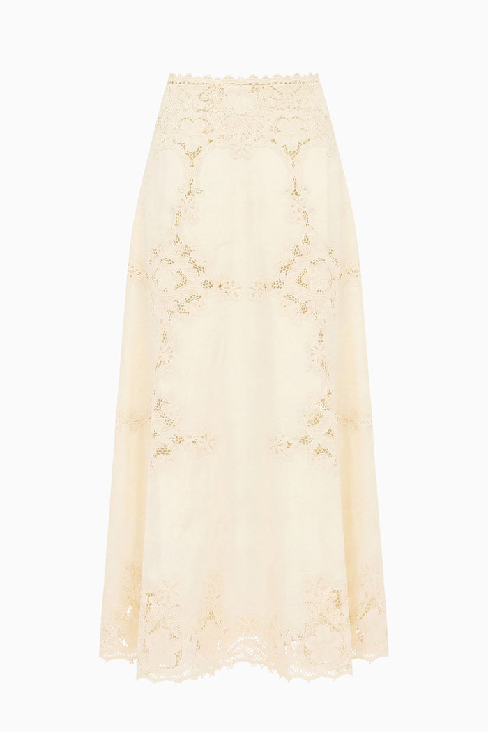 Fleur Linen Midi Skirt - Ivory