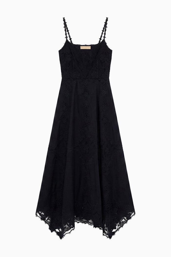 Flora Cami Linen Dress - Noir