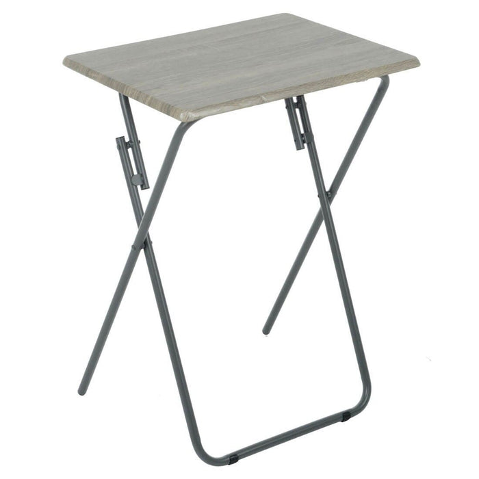 Folding Side Table TV Dinner Portable Bedside Coffee Grey Black Grey