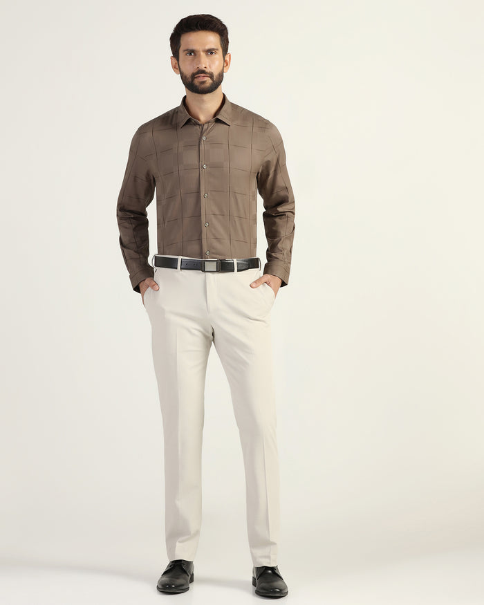 Formal Brown Check Shirt - Santro