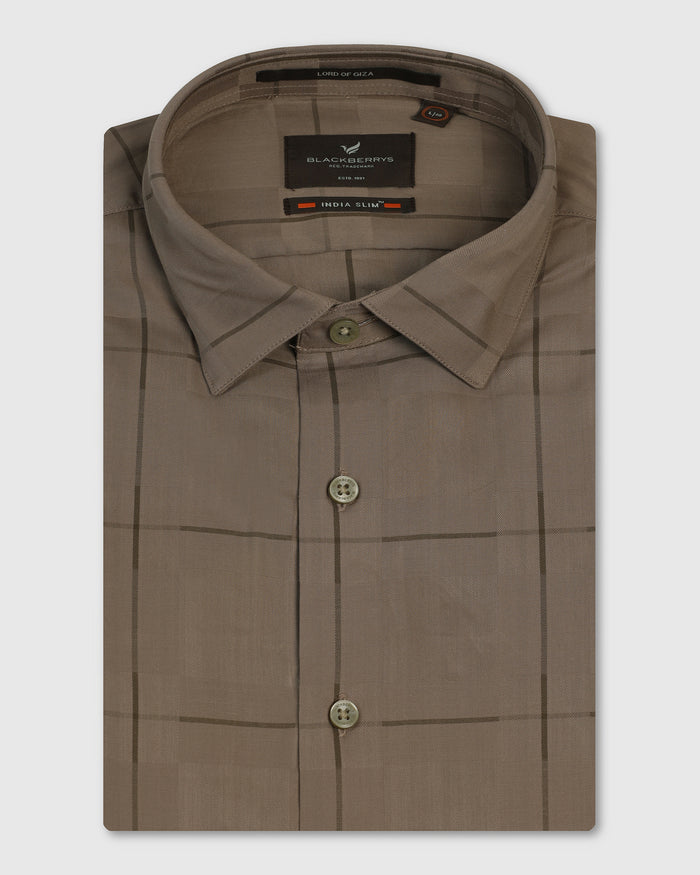 Formal Brown Check Shirt - Santro