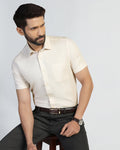 Formal Half Sleeve Yellow Textured Shirt - Pace